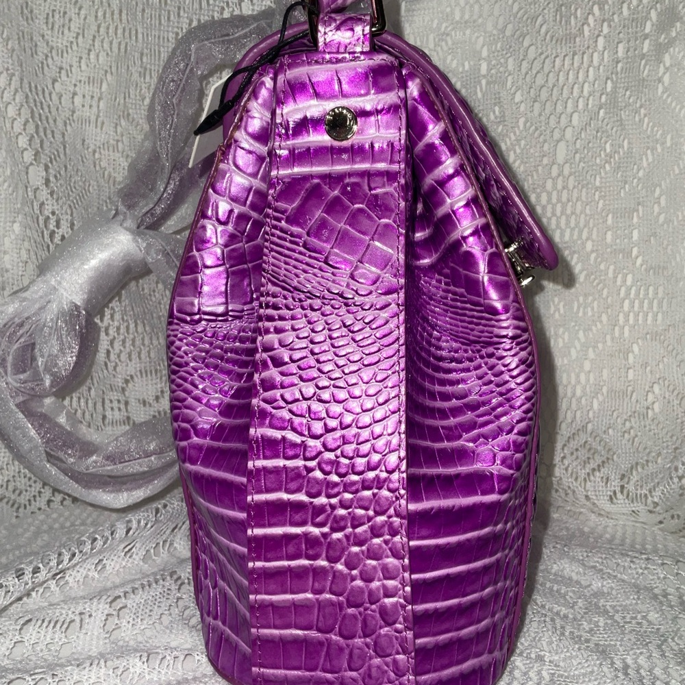 Brahmin Purple Croc-Embossed Crossbody Bag - Picture 3 of 12
